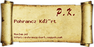 Pohrancz Kürt névjegykártya